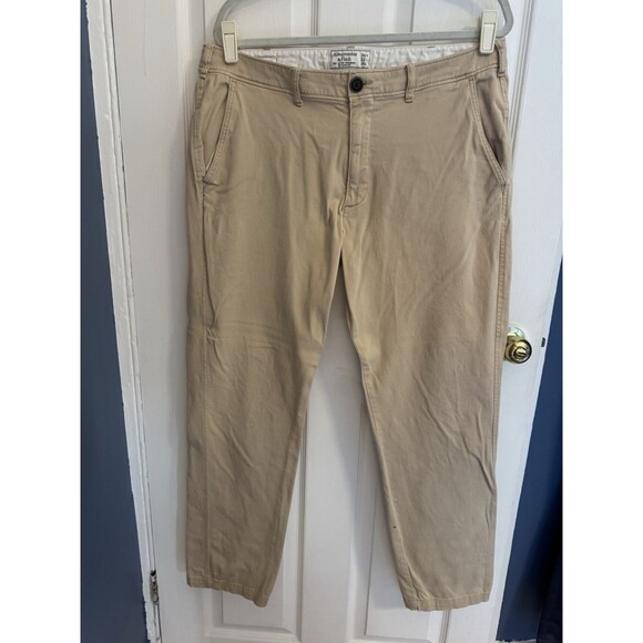 Abercrombie & Fitch Pants Mens 36x32 Khaki Tan Stretch Straight Chino - Picture 1 of 3